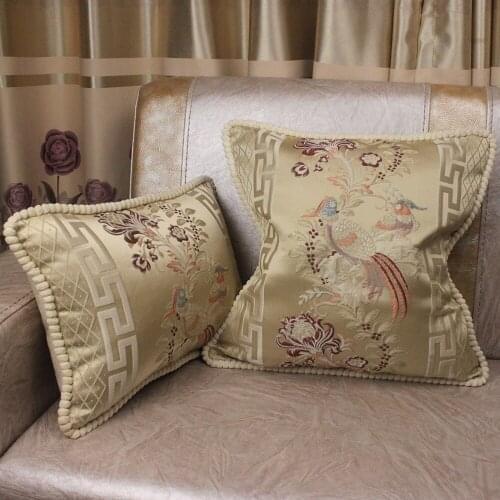 CURCYA Classic Floral Birds Cushion Cover for Sofa Jacquard Luxury Throw Pillow Cover Case Home Decorative Vintage Chinese Style