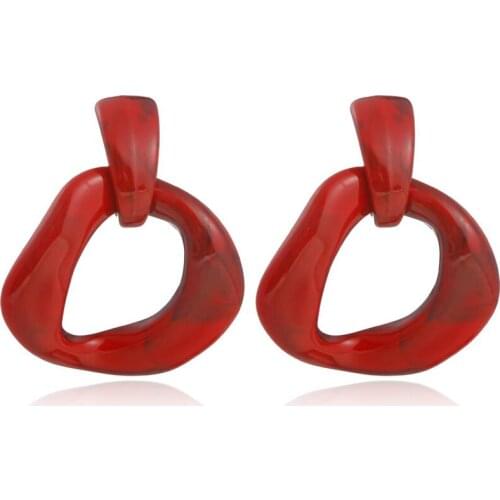 New Vintage Chain Round Geometric Acetate Resin Dangle Earrings For Women Trend Jewelry Acrylic Tortoiseshell Bohemia AE854