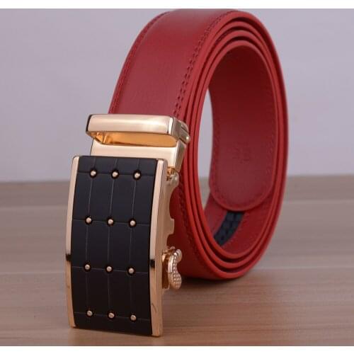 New Arrival Men Genuine Leather Belt Cowhide High Quality Automatic Buckle Leather Strap Large Size Free Shipping