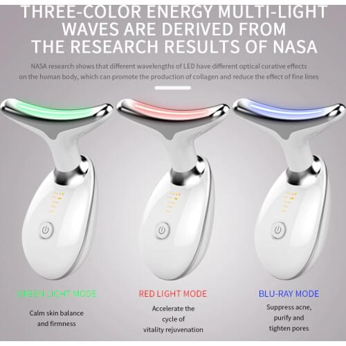Professional Neck Massager Beauty Neck Instrument LED Photon Heating Therapy Face Firm Lift Thin 3 Color Neck Guard Anti-Wrinkle