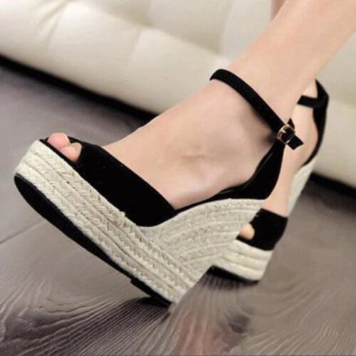 Dropshipping Shoes Woman Sandals Buckle Stap Ladies Shoes Women Chaussure Pumps High Heels Platform Zapatos Mujer Sandalia Wedge