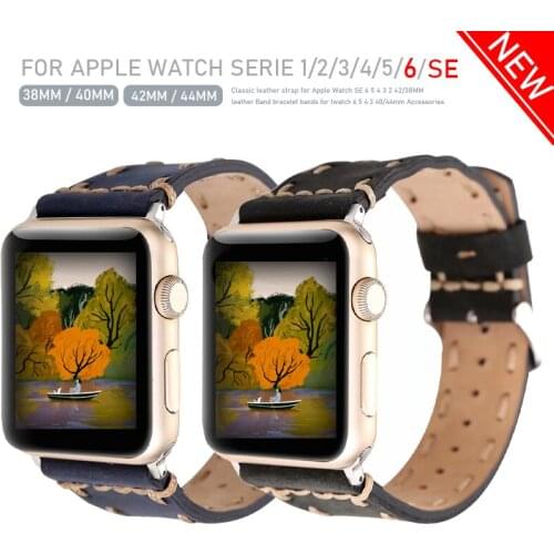 Loop Strap for Apple Watch Band 38/42mm iWatch Handmade line leather bracelet bands for Apple watch series 6/SE/5/4/3 44/40mm