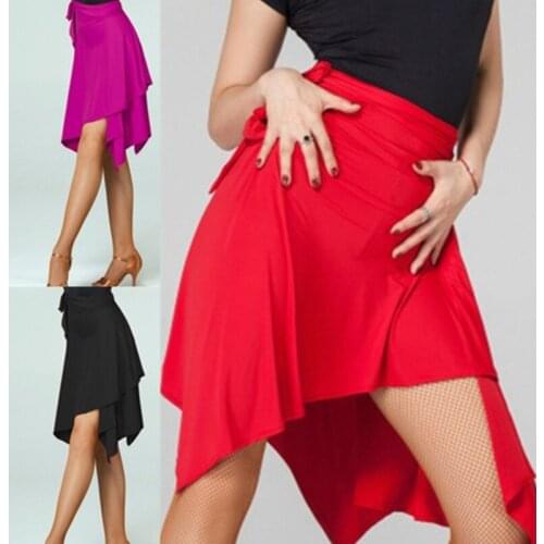 Latin Dance Skirt Red / Black irregular Skirt Cha Cha/Rumba/Samba/Tango For Dancing Practice/Performamnce Dancewear