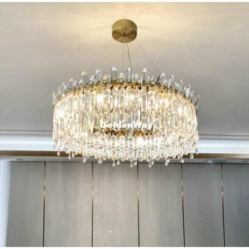 Nordic Modern Crystal Pendant Lights Lamp Stainless Steel Living Room AC Cristal Lustre D60cm Hanging Fixtures Home Decoration