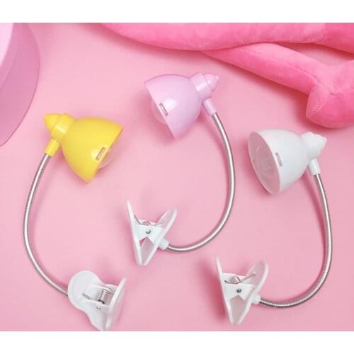 Mini Reading LED Light Clip-on Flexible Lamp Lampshade Type Portable Lighting Kids Bedroom Kawaii Night Lights