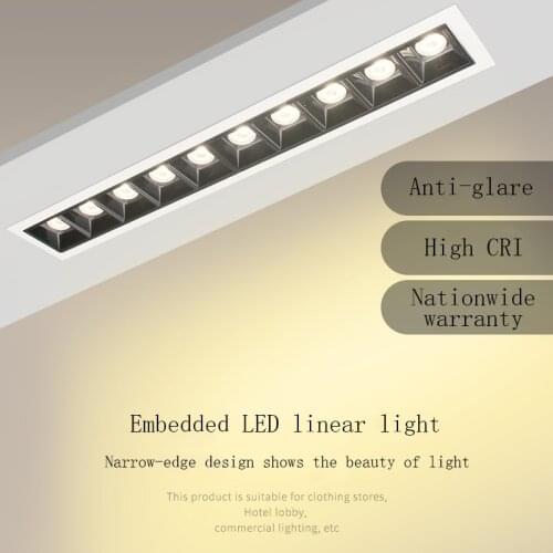 LED line Downlight Recessed Rectangle Grille Ceiling Lamp 10W 20W 30W AC85~265V LED Spot Light For Home Shop Decor