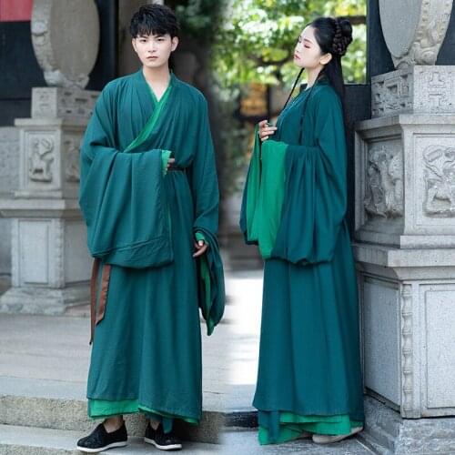 Traditional cross collar Han Dynasty mens and womens ancient straight train cross collar wide sleeve Ru skirt suit