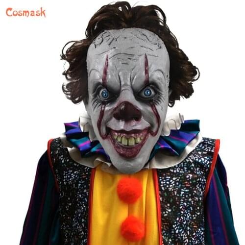 Cosmask Horror Overhead Latex Joker Mask Halloween Costume Party Creepy Scary Decoration Props Penny Wise Mask