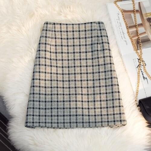 Retro Temperament All-Match Bag Hip Skirts Female Plaid Skirt Women Spring 2021 New Korean Version of High Waist A-Line Skirt