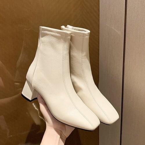 Lady Boots Shoes Zipper Boots-Women Winter Footwear Luxury Designer Med Autumn Nice High Heel Ankle Leather Rubber Vogue Rome