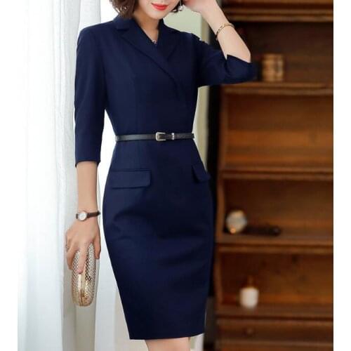 Women 2020 Autumn High Quality Dress Office Ladies Work Wear Formal Elegant Slim Pencil Midi Dresses Blazer Female Party Vestido