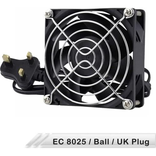 1PCS Gdstime AC 110V 115V 120V 220V 240V Ball Bearing 8cm 80mm 80*25mm Brushless EC Axial Fan Cooling Fan with UK Plug 8025