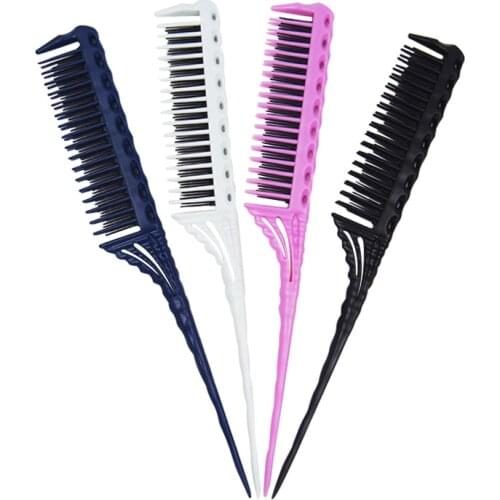 1PC Portable Hair Comb Hair Brush 3-Row Teeth Teasing Comb Detangling Brush Rat Tail Comb Coming Hairdressing Combs