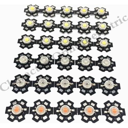 20pcs 1W 3W High Power warm white/cool white /natural white/red/green/Blue/Royal blue/660/UV/IR850/940 LED with 20mm star pcb