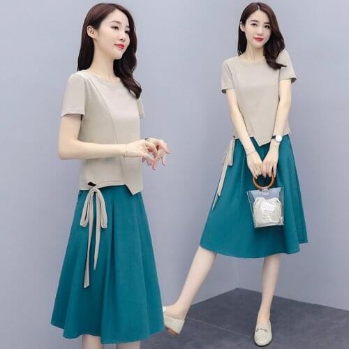 2021 summer fashion two piece set top and pants casual skirt survetement femme 2 piece year-old female costume