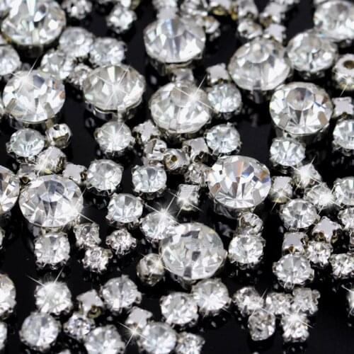 3/4/5/6/7/8/10mm Multi-pack Glass Anti scratch claw rhinestone Sew-on Rhinestones for Garment accessory