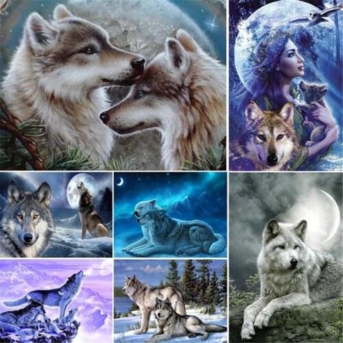 Wolf DIY 5D Diamond Painting Full Round Rhinestone Paintings Animal Diamond Embroidery Cross Stitch Kits Mosaic Home Decor