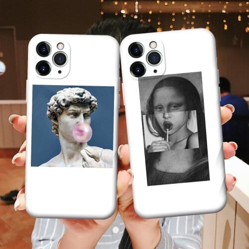 For iphone 12 11 Pro XS Max mini case Mona Lisa Art David White silicone Phone Case cover For iPhone 6 6s 7 8 Plus XR SE2 case