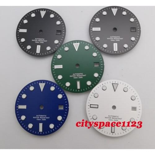 28.5mm luminous watch dial suitable for ETA 2836, dg2813, Miyota 8215, st1612 movement