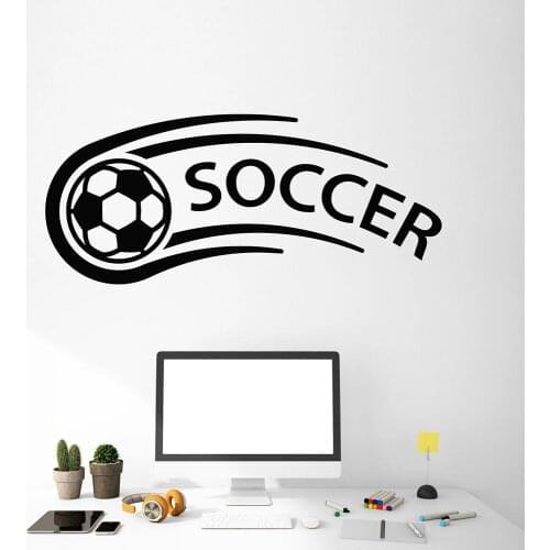 Soccer Wall Decal Ball Sports Fans Teens Boys Bedroom School Interior Decor Window Vinyl Stickers Football Words Wallpaper Q484
