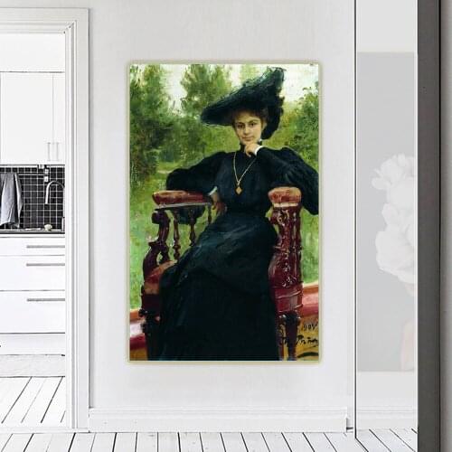 Ilya Efimovich Repin《Andreyeva》Canvas Oil Painting Aesthetic Poster Picture Wall Hanging Decor Home Living Room Decoration