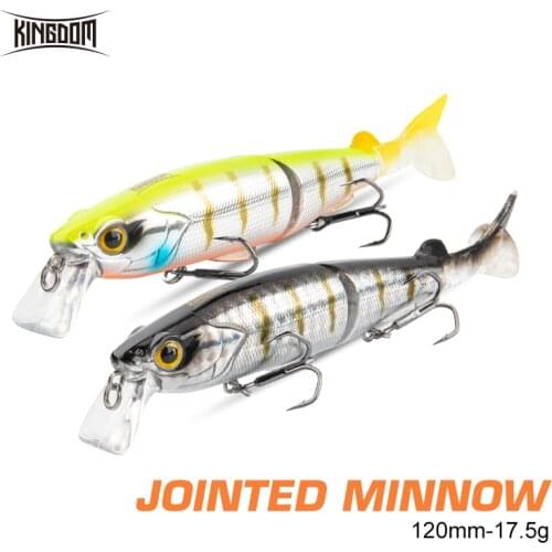 Kingdom Fishing Lures Wobblers Jointed Minnow 120mm 17.5g Jerkbait For Seabass Pike Trout 0-0.5m Depth Artificial Hard SwimBait