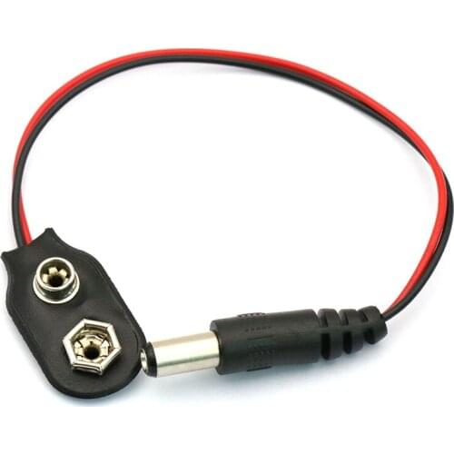 I Type 9V Battery Button with 5.5*2.1mm DC Power Plug Batteries Holder Adapter Storage Box Snap Connector with 13cm Cable Wire
