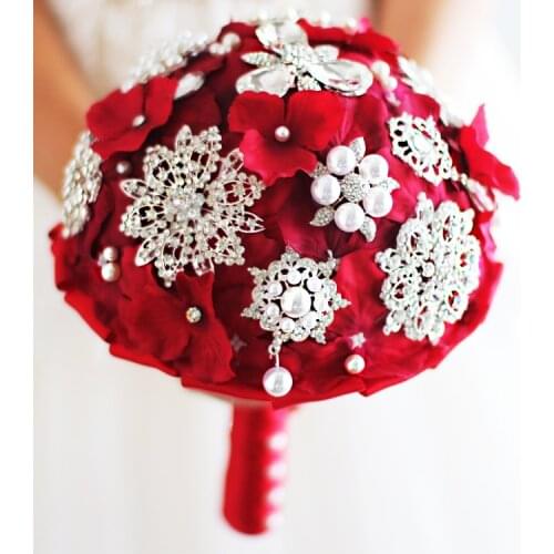 Red, blue, purple, ivory holding flowersbridal bouquet marriagebrooches holding flowers wedding photography props free shipping