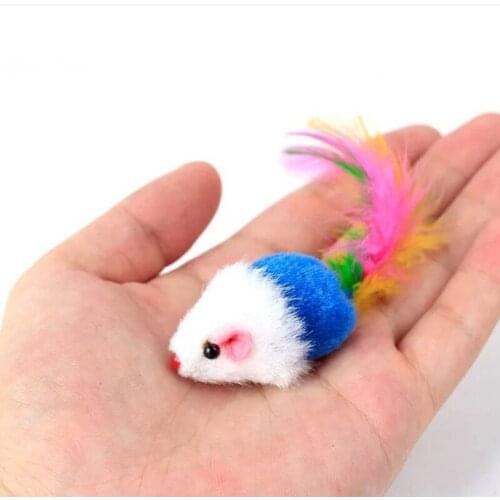 Colorful Soft Fleece False Mouse Cat Catnip Toys Colorful Feather Funny Playing Training Toys for Dog Kitten Puppy Pet Supplies