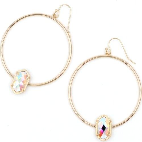 2020 Hot Selling Small Oval Cats Eye Stone Inaly Big Hoop Dangle Earrings Hollow Out Round Hot Brand Oval Abalone Drop Earrings