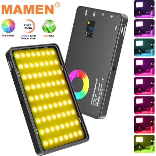 MAMEN M1SE 8500K RGB LED Light 4000mAh For Camera Phone Selfie Portable Pocket Mini Photography Lights Vlog For Video Live