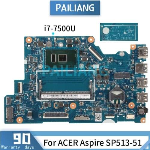 Mainboard For ACER Aspire SP513-51 i7-7500U Laptop motherboard 16801-1 SR2ZV DDR4 Tested OK
