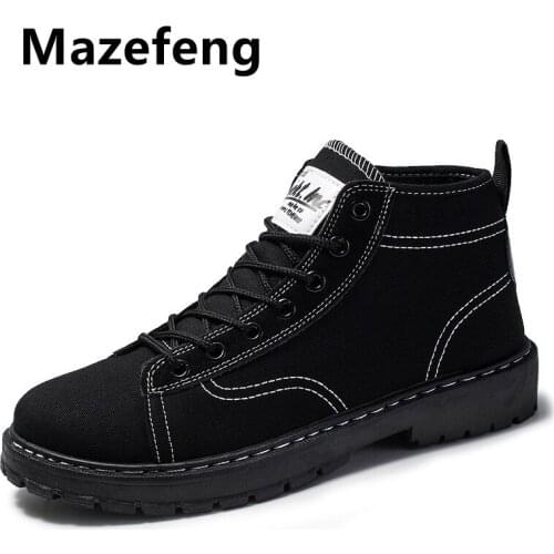 Mazefeng Mens Canvas Sneakers 2020 Simple Versatile Large Size 47 High Top Mens Shoes Lovers Casual Shoes Boots for Boys Male
