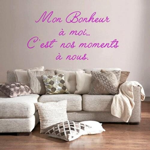 Mon Bonheur A Moi Wall Stickers French Quote Home Decor Wall Decals Living Room Bedroom Decoration Vinyl Wall Art Murals Poster