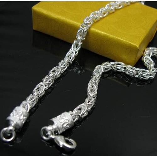 N048 Men N925 Sterling Silver color Dragon Head Chain Necklace 6mm 20 "Wholesale Trade N925 Silver color Jewelry