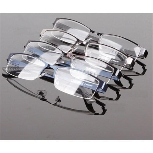 Mens Metal Frame Clear Lens Half Rim Eyewear Glasses 3 Colors Spectacles