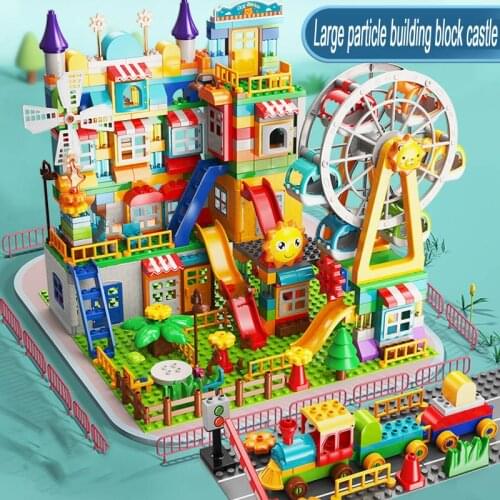 Latest Engineer Build Building Block House City Castles Compatible Slides Amusement Parks train Children Gift