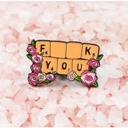 New Fashion Floral Rose F--K You Flower keyboard Brooches Enamel Lapel Pins Shirt Backpack Badge Feminist Friends Jewelry gifts