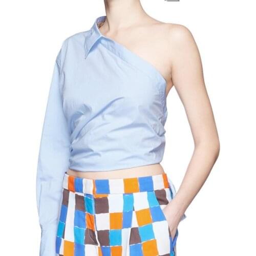 20200208 Spring New Fashion Womens Two-ways Wear Shirts Female 18114-3