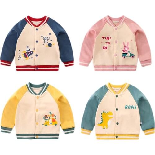 2021 Spring and Autumn New Long Sleeve print Childrens Coat Child Colorblock Baseball Wear