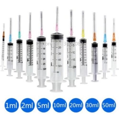 100pc/lot Disposable sterile syringe with needle One-off injectors with pinhead plastic clean material single packing 5ml 10ml