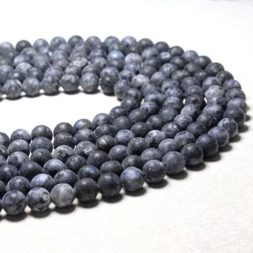 Wholesale 8 mm Natural Dull Polish Black Spectrolite Round Stone Beads For Jewelry Making DIY Bracelet Necklace Strand 15