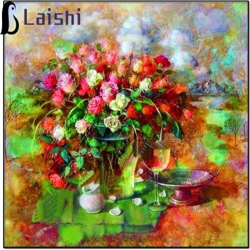 Full round diamond embroidery Abstract doodle rose flower diamond painting square by hand gift picture rhinestones room decor