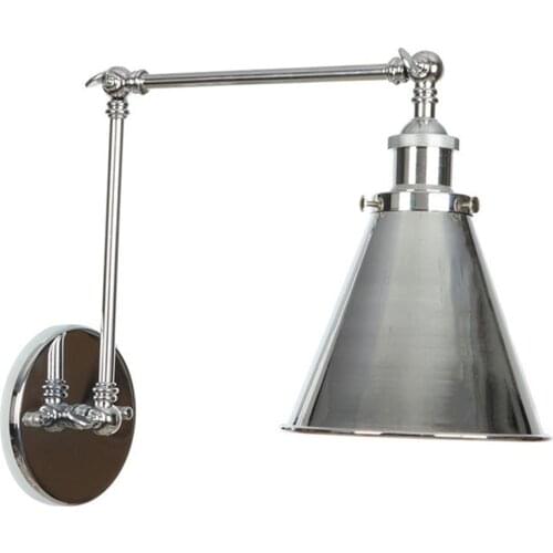 Industrial Art Decoration Chrome Swing Arm Wall Lamp Living Room Dining Room Bedroom Home Adjustable E27 Wall Lighting Sconces