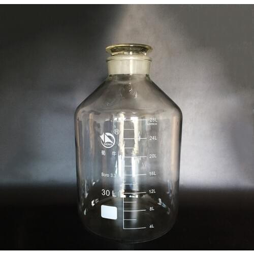 Reagent bottle,Wide mouth,Clear,Boro. 3.3 glass,Capacity 30000ml,Sample Vials