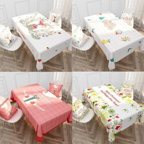 Christmas Table Cloth Cartoon Letter Linen Table Cover Waterproof Dustproof Tablecloth mantel mesa impermeable tafelkleed