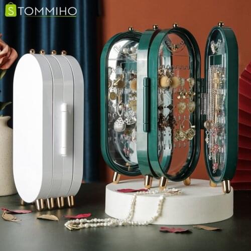 STOMMIHO Jewelry Storage Box Foldable Earrings Rings Necklace Organizer Multifunctional Folding Display Rack Decoration Storage
