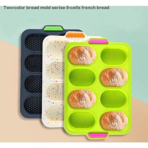 Silicone French Bread Mold Non-Stick DIY Baking 8 Cup Household Bread Mini Loaf Mould Easy Clean Low Price Kitchen Tools
