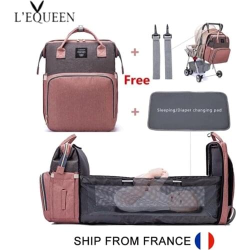 LEQUEEN Large Capacity Diaper Bag Backpack Multifunctional Baby Bed Bags Maternity Nursing Handbag Stroller Bag with Hooks Bag