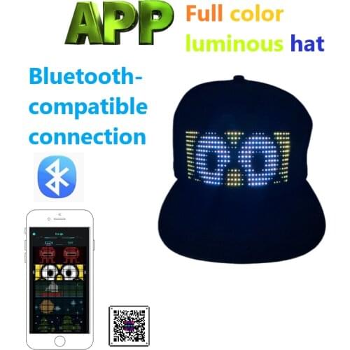 Mobile Phone APP Control Luminous Cap LED Cotton Baseball Cap Men Women Hip Hop Dad Mesh Hat For Nightclub Dance Party Gift